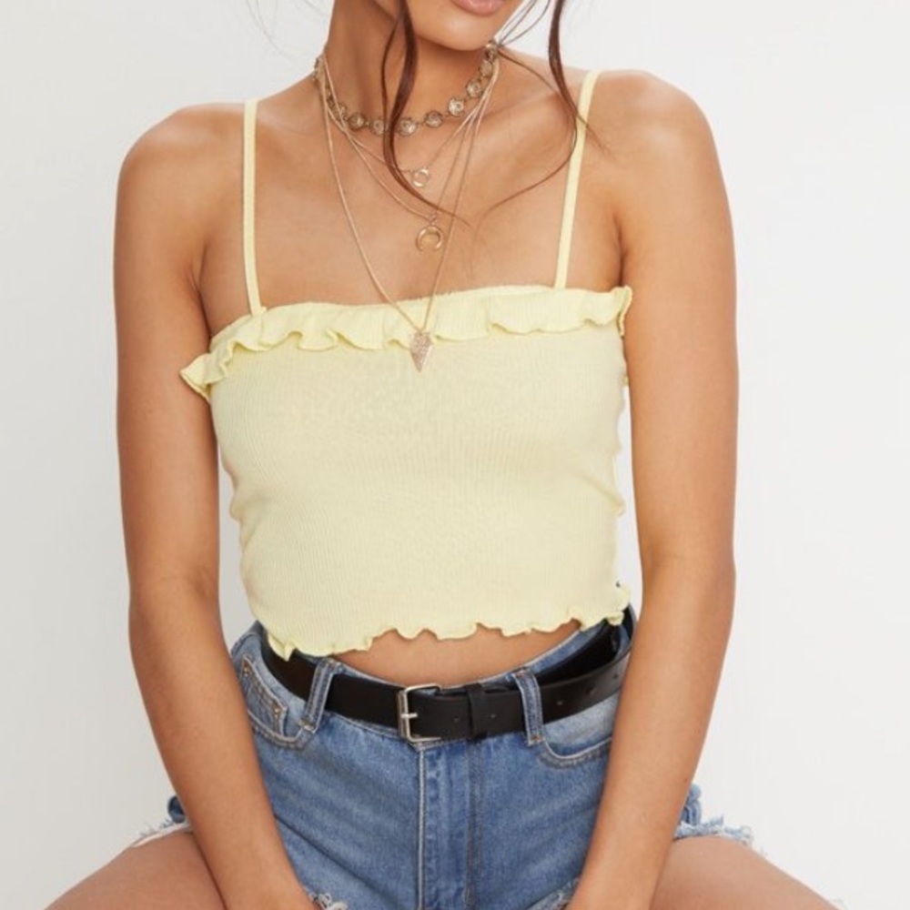 Pretty Little Thing yellow tank top
